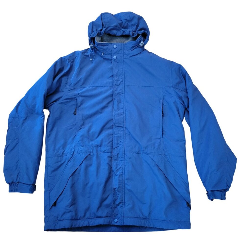 LL Bean L Blue Winter Jacket Thinsulate‎ Insulation Polartec Lining Hood